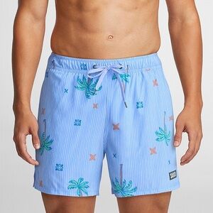 SAXX Oh Buoy 2N1 5” Swim Trunks in Palmtastic Bel Air Blue SZ XL NWT